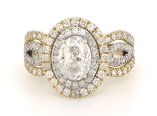 14K Yellow & White Gold and Diamond, Double Halo Ring.