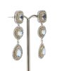 14K White/Yellow Gold, Aquamarine and Diamond, Halo Drop Earrings. - 2