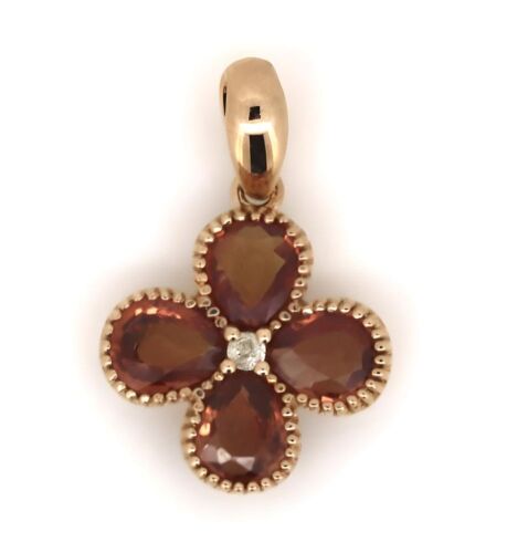 14K Rose Gold, Sapphire and Diamond Flower Style Pendant.