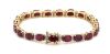 14K Yellow Gold, Ruby and Diamond, Line Bracelet. - 5