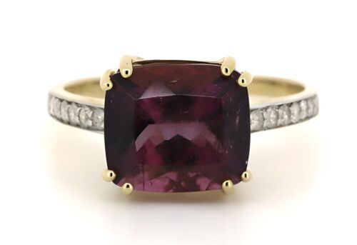 14K Yellow Gold, Tourmaline and Diamond, Classic Ring