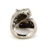 18K White Gold, Ruby and Diamond, Lion Heads Ring. - 4
