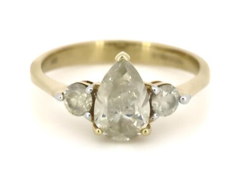 14K Yellow Gold, Light Fancy Yellow Diamond, Trilogy Ring.