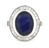 14K White Gold, Blue Sapphire and Diamond, Halo Ring.