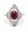 14K Yellow Gold, Ruby and Diamond, Vintage Inspired Ring.