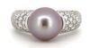 14K White Gold, Pink Pearl and Diamond Cocktail Ring.