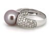 14K White Gold, Pink Pearl and Diamond Cocktail Ring. - 2