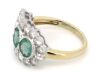 14K Yellow/White Gold, Emerald and Diamond, Decorative Halo Trilogy Ring. - 2