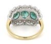 14K Yellow/White Gold, Emerald and Diamond, Decorative Halo Trilogy Ring. - 3