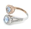 14K Rose & White Gold, Aquamarine and Diamond, Open Band Dress Ring - 2