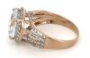 14K Rose Gold Aquamarine and Diamond Halo Multi-split Band Ring. - 2