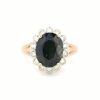 14K Rose Gold, Green Sapphire and Diamond, Scalloped Halo Ring. - 4