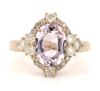 14K Rose Gold, Kunzite and Diamond, Antique Style Ring.