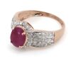 14K Rose Gold, Ruby and Diamond, Halo Ring. - 2