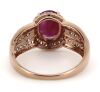 14K Rose Gold, Ruby and Diamond, Halo Ring. - 3