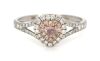 14K White & Rose Gold Pink Diamond Double Halo Ring.