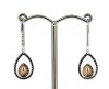 14K White & Rose Gold, Pink Diamond, Halo Drop Earrings. - 3