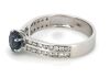 14K White Gold and Blue Diamond, Classic Double Row Band Ring - 2