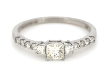 14K White Gold and Diamond, Trilogy Ring