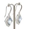 14K White Gold, Aquamarine and Diamond, Halo Drop Earrings. - 2