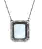 14K White Gold, Aquamarine and Diamond, Halo Pendant Necklace. - 4