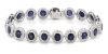 14K White Gold, Blue Sapphire and Diamond, Halo Bracelet.