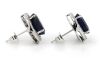 14K White Gold, Blue Sapphire and Diamond, Halo Stud Earrings - 2