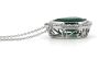 14K White Gold, Emerald and Diamond, Halo Pendant Necklace. - 3