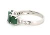 14K White Gold, Emerald and Diamond, Trilogy Style Ring. - 2