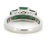 14K White Gold, Emerald and Diamond, Trilogy Style Ring. - 3