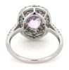 14K White Gold, Kunzite and Diamond, Double Halo Ring. - 3