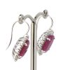 14K White Gold, Ruby and Diamond, Halo Drop Earrings. - 2