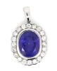 14K White Gold, Tanzanite and Diamond, Halo Pendant