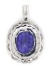 14K White Gold, Tanzanite and Diamond, Halo Pendant - 3