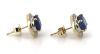 14K Yellow Gold Blue Sapphire and Diamond Halo Studs - 2