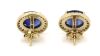 14K Yellow Gold Blue Sapphire and Diamond Halo Studs - 3