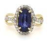 14K Yellow Gold Ceylon Sapphire and Diamond Halo Ring