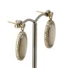 14K Yellow Gold Coober Pedy Opal and Diamond Halo Drop Earrings. - 2