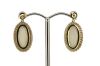 14K Yellow Gold Coober Pedy Opal and Diamond Halo Drop Earrings. - 3