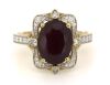 14K Yellow Gold Ruby and Diamond Antique Style Halo Ring