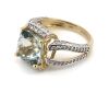 14K Yellow Gold, Aquamarine and Diamond, Cocktail Ring. - 3