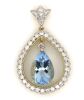 14K Yellow Gold, Aquamarine and Diamond, Decorative Pendant