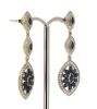 14K Yellow Gold, Blue Sapphire and Diamond, Decorative Drop Earrings - 2