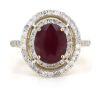 14K Yellow Gold, Ruby and Diamond ,Double Halo Ring