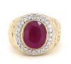 14K Yellow Gold, Ruby and Diamond, Gents Statement Ring.