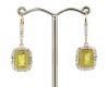 14K Yellow Gold, Yellow Sapphire and Diamond, Halo Drop Earrings