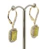 14K Yellow Gold, Yellow Sapphire and Diamond, Halo Drop Earrings - 2