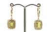 14K Yellow Gold, Yellow Sapphire and Diamond, Halo Drop Earrings - 3