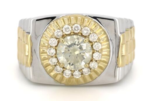 14K Yellow/White Gold and Diamond, Gents Ring.