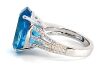 14K White Gold Tiffany Inspired Blue Topaz and Diamond Cocktail Ring - 2